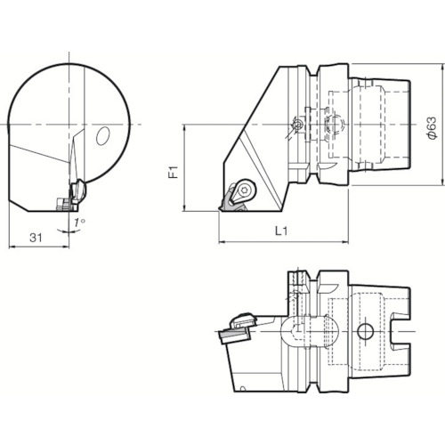 多创建机器的京都旋转工具 - 螺纹切割架KTN T63H-KTNR-22