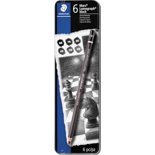 Staedtler 210989）MARS射击黑色高质量绘图铅笔，6套
铅笔射击黑色100％PEFC 100B G6