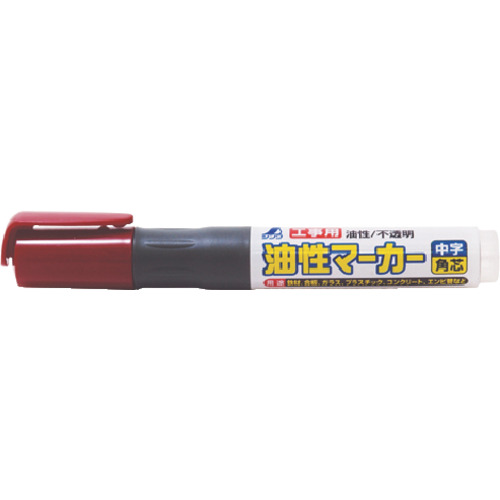 [停产] Shinwa施工油基标记中等方形尖端红色 78431