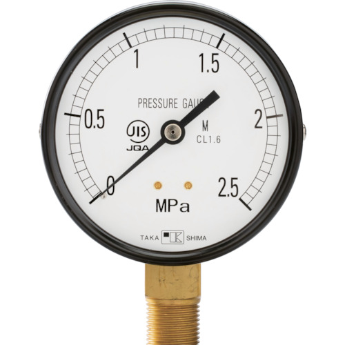 Takashima通用压力表（框架垂直类型，&phi;100）压力范围0.0-2.5 MPa R3/8 [1028125]
压力计 1028125