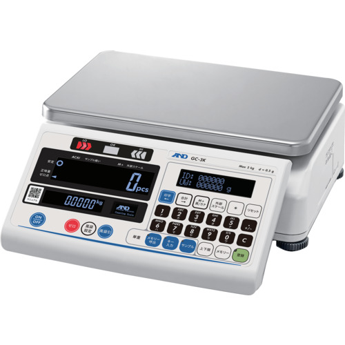 A＆D对抗GC-3K容量3kg x 小可计数器重量为0.1/0.005g，使用JCSS校准 GC3K-00J00