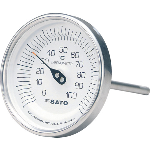SATO Bimetal温度计BM-T型测量温度范围0-200&deg;C温度敏感零件长度100mm
双金属温度计 BM-T-90S-7