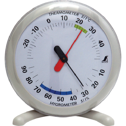 Shinwa热层和湿度计Q-1圆形15厘米浅灰色 70495