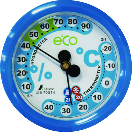 Shinwa热层和湿度计F-2S  管理6.5厘米水蓝色
热水平计 70514