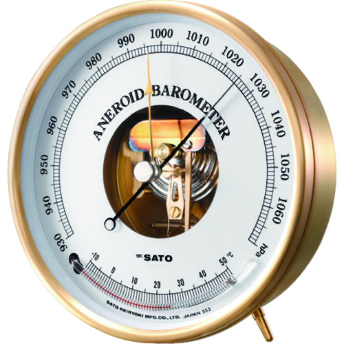 SATO ANEROY晴雨表（带有温度计）（7610-20）
玻璃温度计的无类晴雨表 7610-20