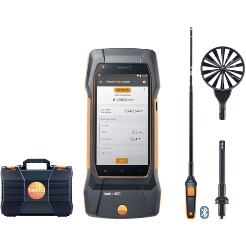ＴＥＳＴＯ　  测定器　ｔｅｓｔｏ　４００　コンボセット１　（１００ｍｍベーン式风速・热线式风速・温度・湿度）　
testo 400 air flow kit with hot wire probe 0563 0400 71
