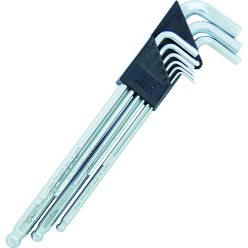Trusco Corner弯曲球点Hexagonal Wrench套件9 TBRK-9S