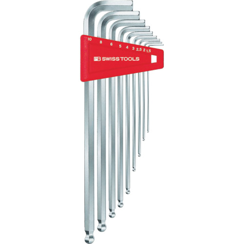 PB瑞士工具长扳手带有球（1.5、2、2.5、3、4、5、6、8、10） 212LH-10