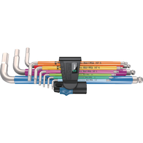 WERA 3950/9不锈钢多色六角形钥匙集，具有保持功能（HF） 022699