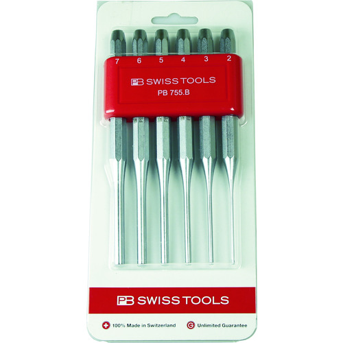 PB瑞士工具755BCN平行ping punch（八角形体）设置带有支架（泡沫包） 755BCN