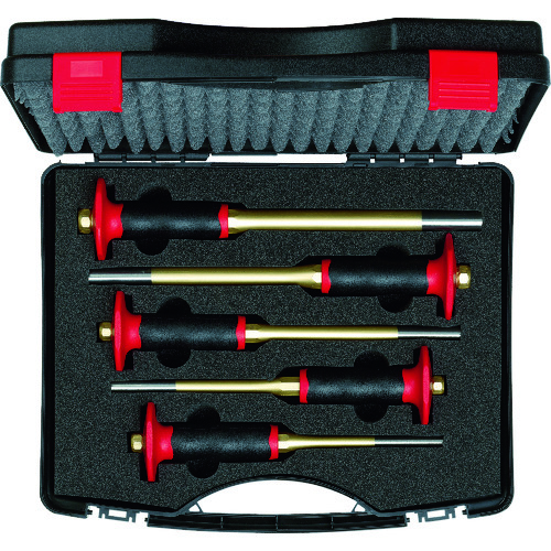 Rennsteig 5件平行销打孔套件，手工护卫，塑料盒 425-154-0