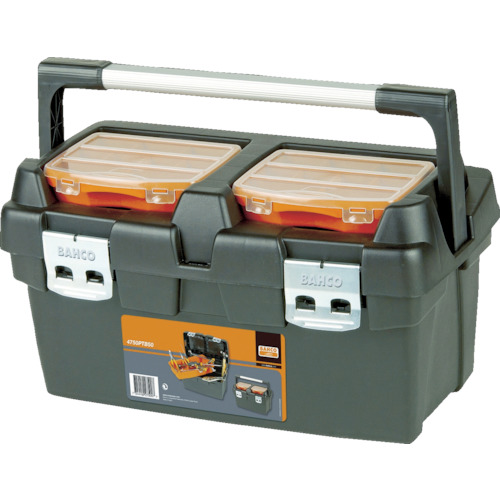 Bahco树脂工具箱重型规格塑料盒外部尺寸500 x 270 x 295毫米黑色/橙色 4750PTB50