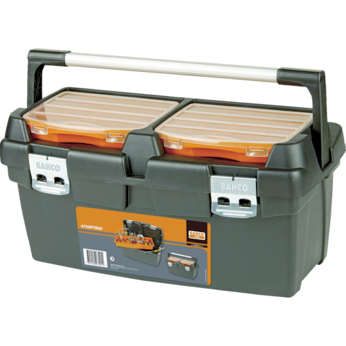 Bahco树脂工具箱重型规格塑料盒外部尺寸600 x 295 x 305毫米黑色/橙色 4750PTB60