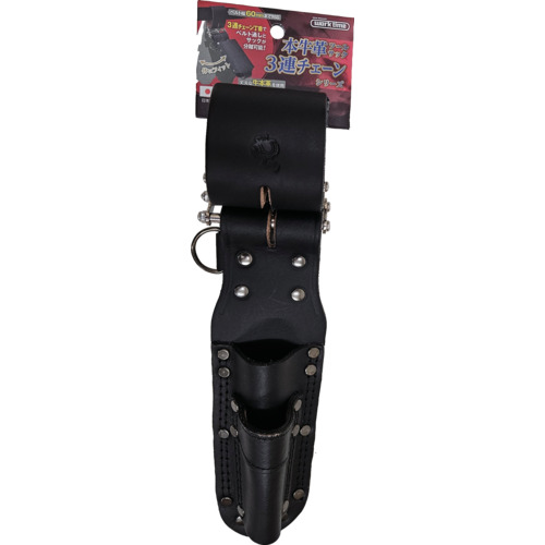 kozuchi 3链链猴，棘轮2台阶地板皮革袋黑色 CH-01BK