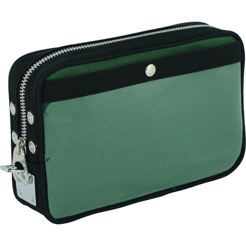 带有马蹄锁金属配件苔藓绿色的Sanei帆布邮件袋（S） PS-U-07