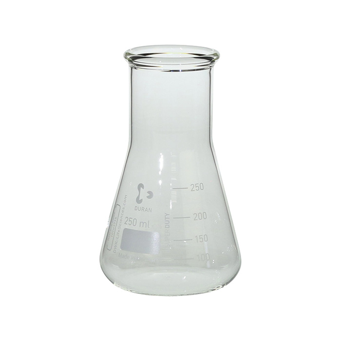 超厚的Erlenmeyer烧瓶宽口250毫升数量：10 PCS 010620-250A