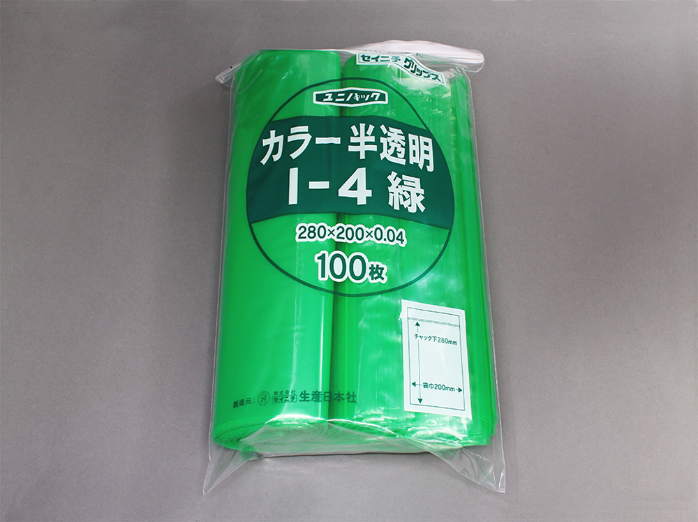 Unipack颜色半透明I-4绿色200 x 280毫米x 0.04毫米厚度（100张）