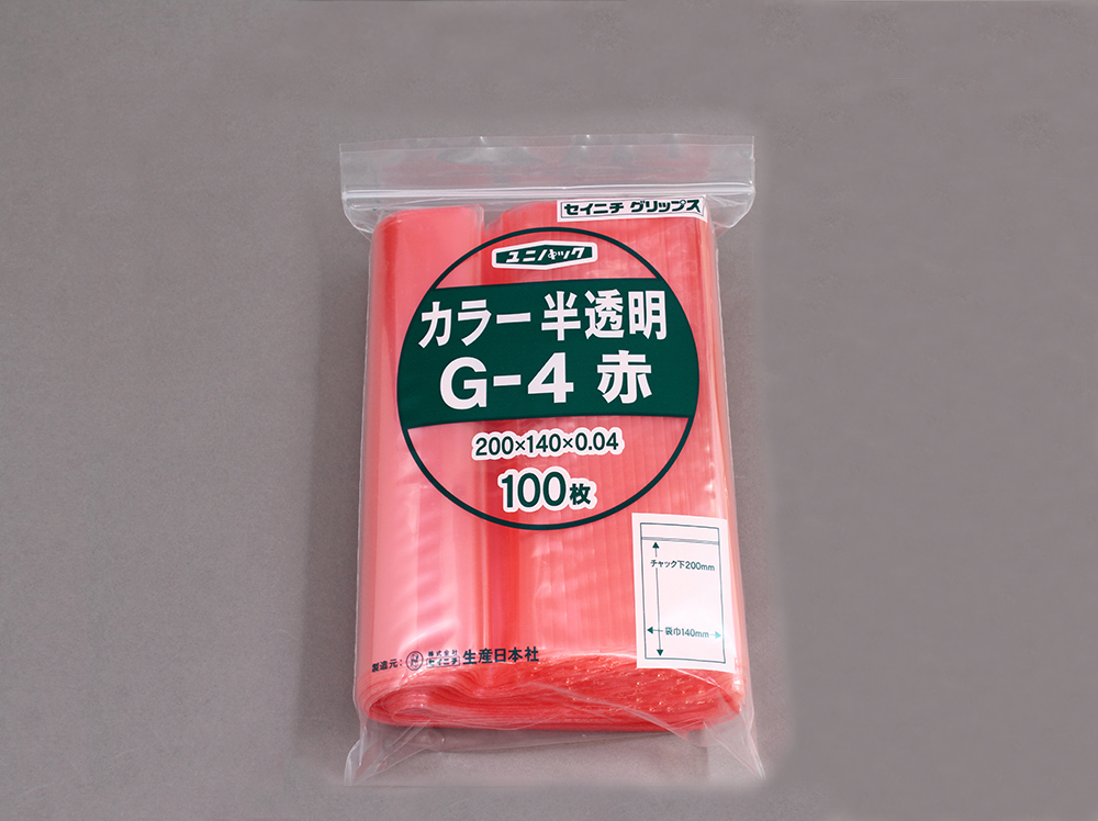 Unipack颜色半透明G-4红色140 x 200 mm x 0.04毫米厚度（包括100张纸）