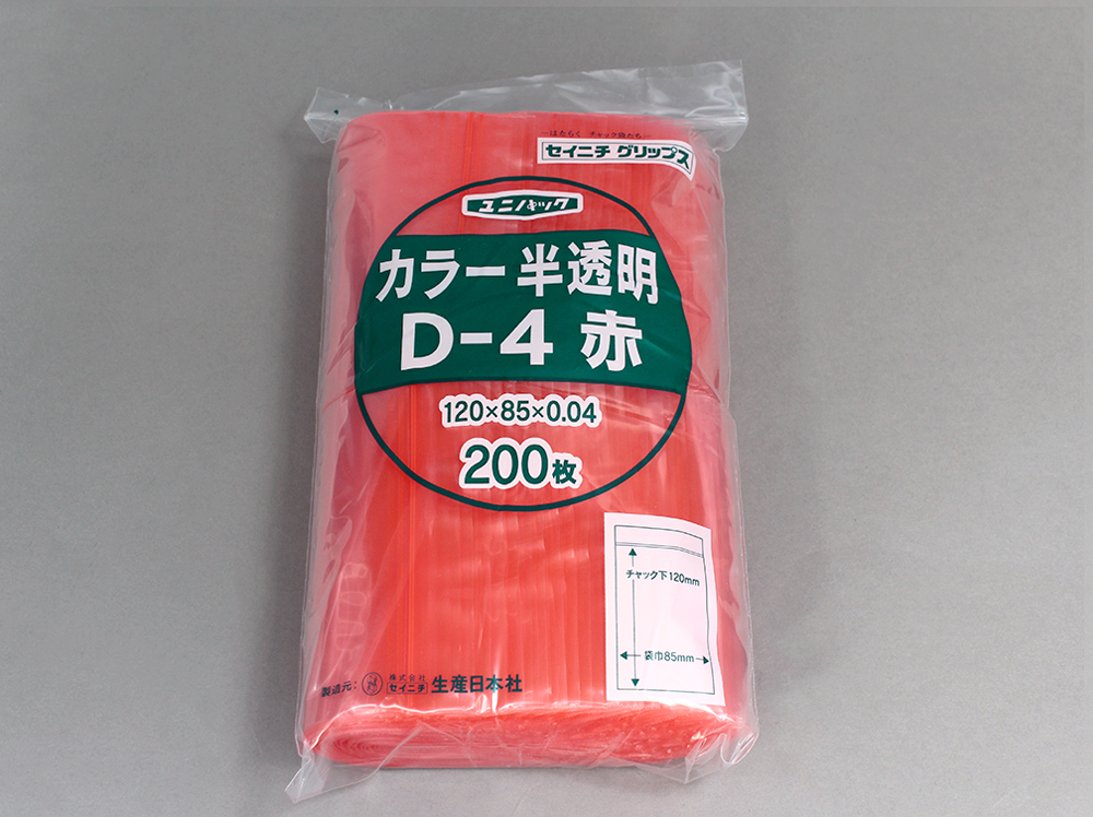 Unipack颜色半透明D-4红色85 x 120毫米x 0.04毫米厚度（包括200张）