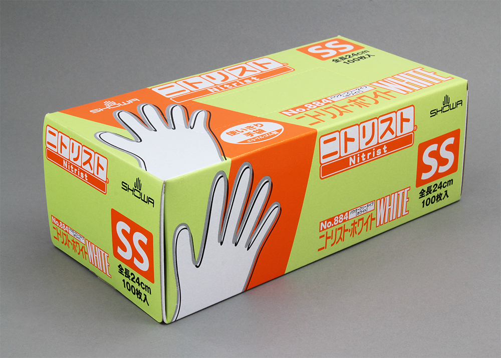 硝酸盐白手套号884无粉末的SS尺寸100件