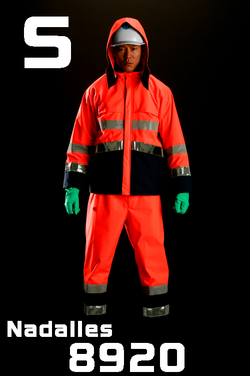 高可见性纳达雷斯雨西装8920顶部和底部荧光橙色S大小