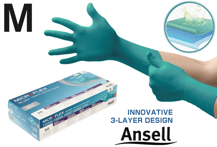 Ansel Microflex M（50张）氯丁橡胶一次性手套93-260-8