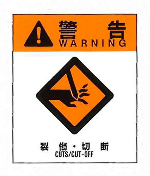 警告标签警告2（004）喉咙/切割小38mm x 32mm 50件