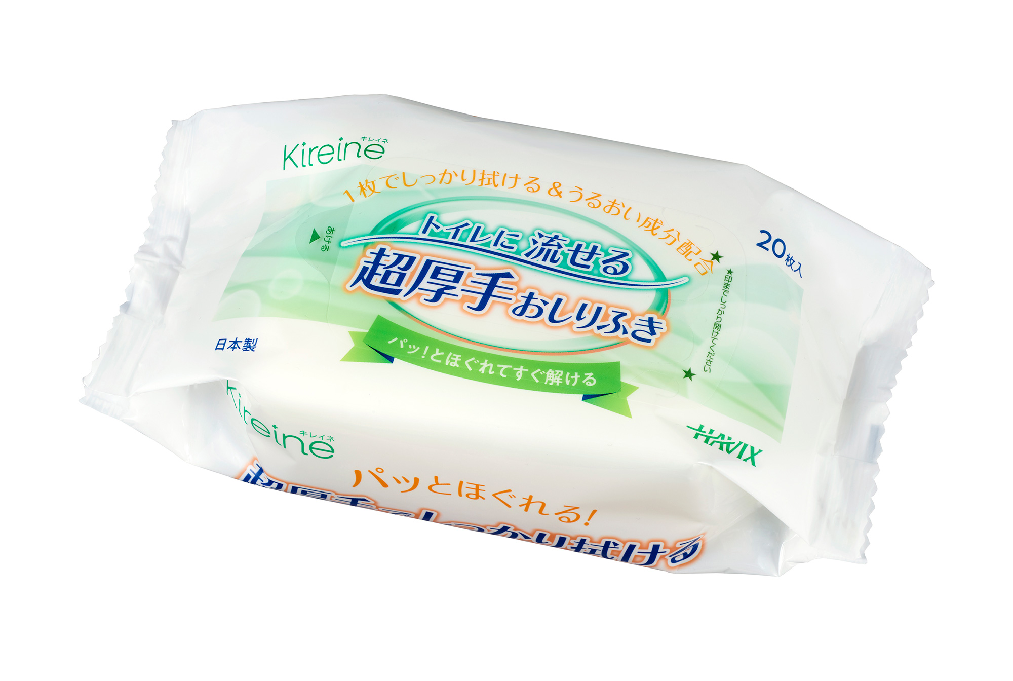 可以冲洗厕所20张160mm x 220mm的Kireine超厚的屁股湿巾