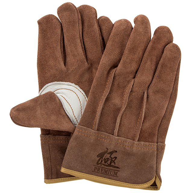 油牛皮革手套KS446棕色背部缝线极限高级L尺寸10对