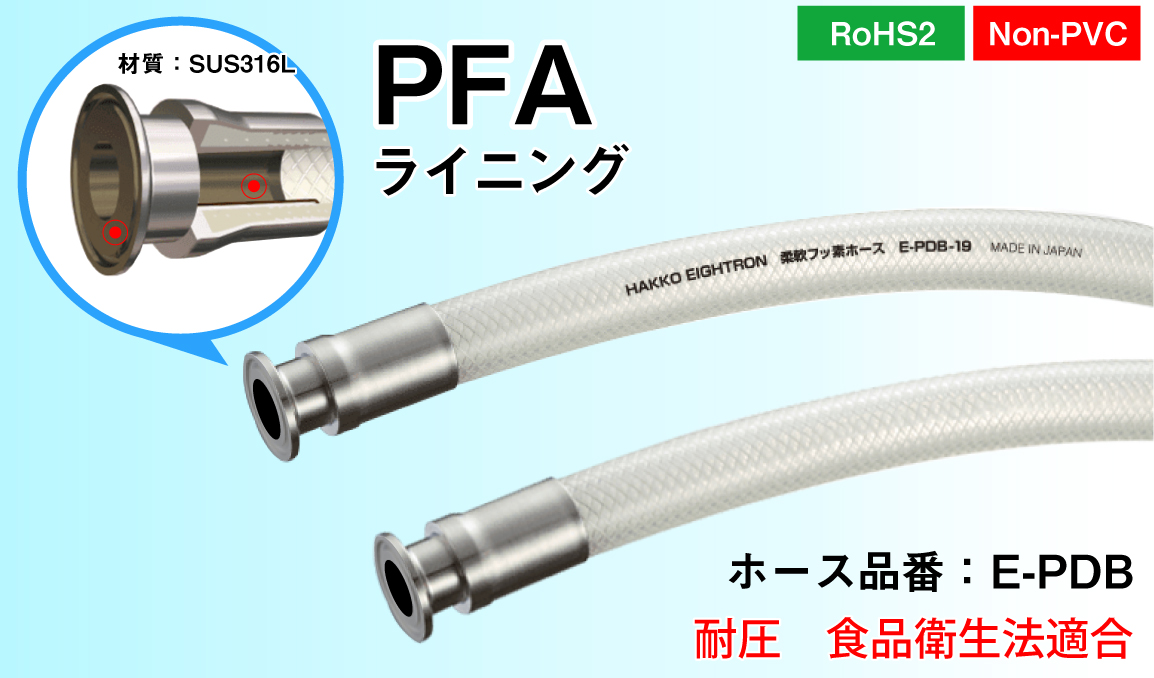 柔性氟软管PFA Linux秋季配件（38mm x 48mm）E-PDB-38-F1.5S（1M）