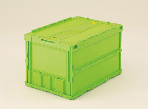 稀薄的折叠容器扁平式套件，带有滑动锁盖，绿色