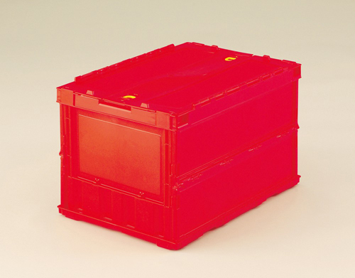 稀薄的折叠容器平坦，带有幻灯片锁盖红色