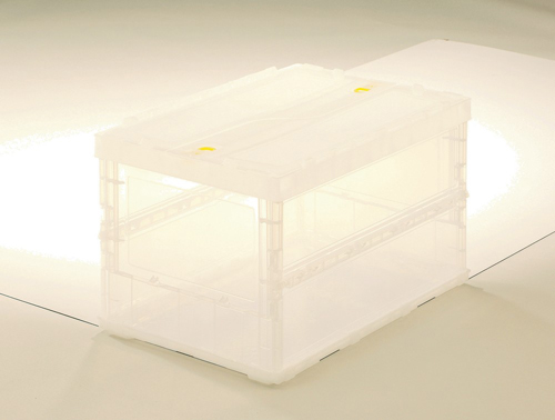 带有滑动锁杆的薄折叠容器容器，透明的530x366x336hmm