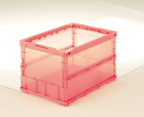 薄折叠容器容器，无通风口，透明红色530x366x325hmm